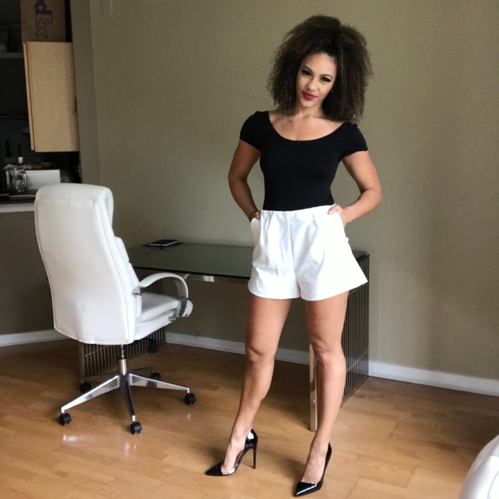 White Shorts with Belt